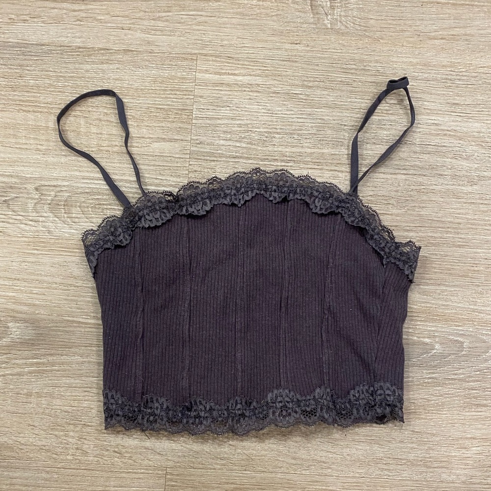 Garage XS Crop Corset Lace Trim Top